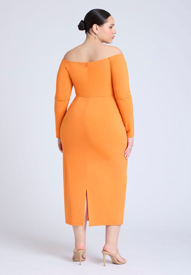 Midi Dress With Tie , ORANGE, on-hover image number null