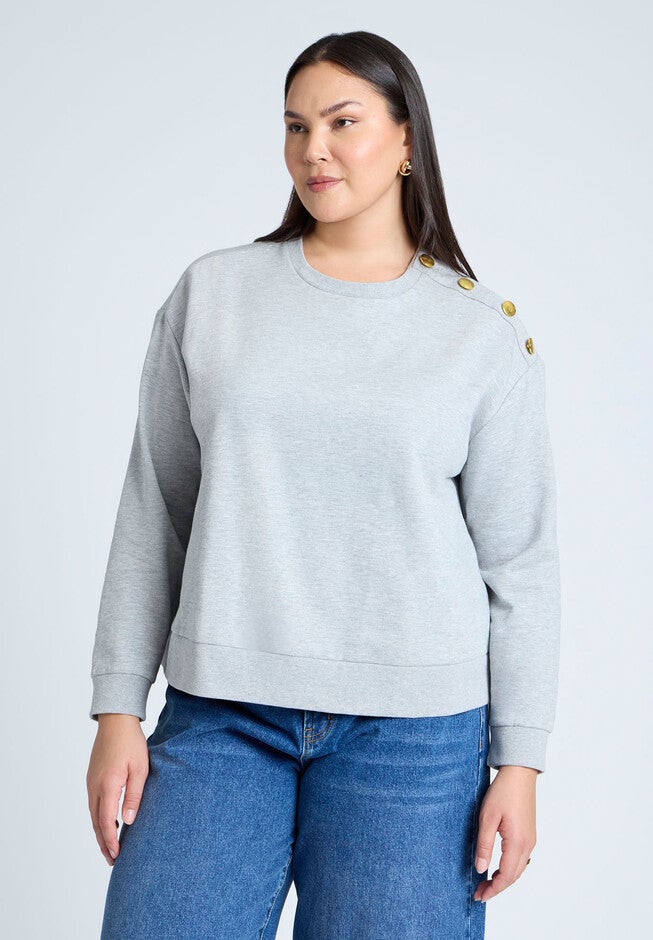 Shoulder-Button Sweatshirt, GREY, hi-res image number null