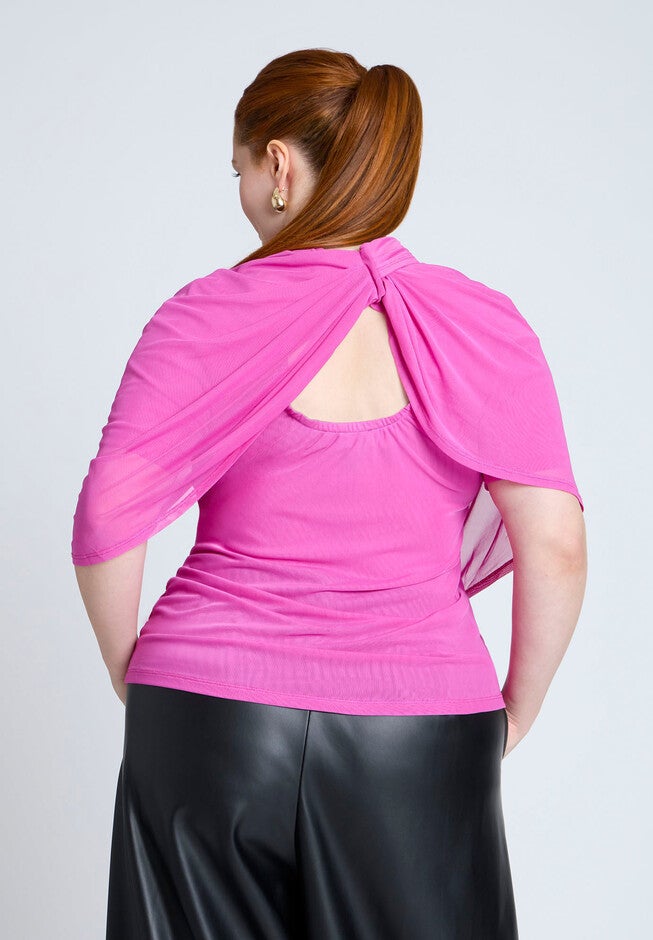 Sheer Wrap Drape Blouse, VERY BERRY, on-hover image number null
