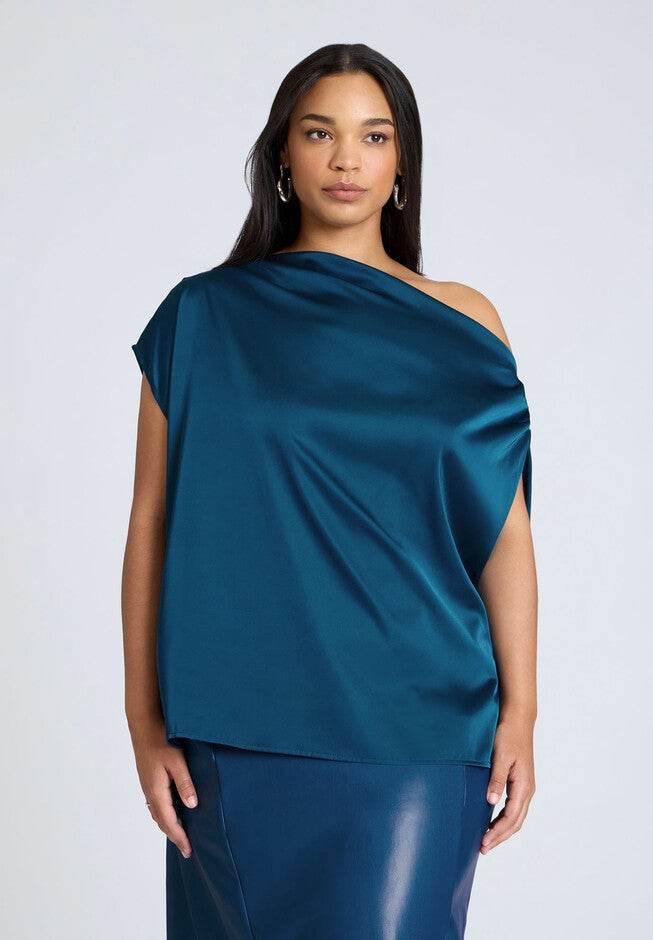 Draped Off The Shoulder Top, LEGION BLUE, hi-res image number null