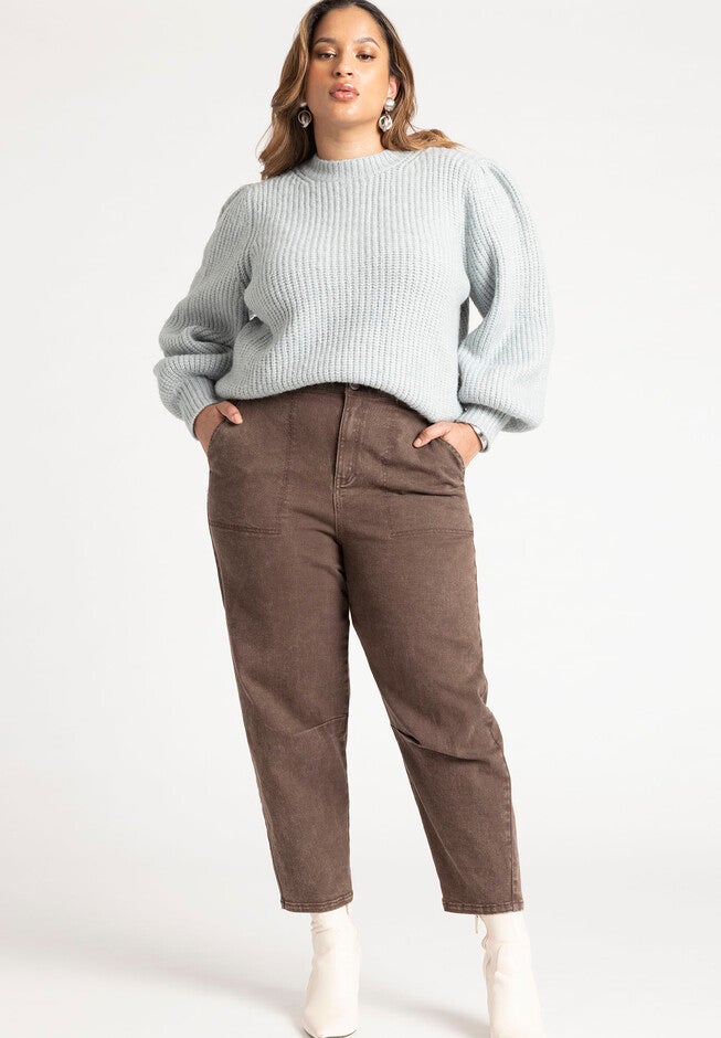 Puff Sleeve Chunky Sweater, , alternate image number null