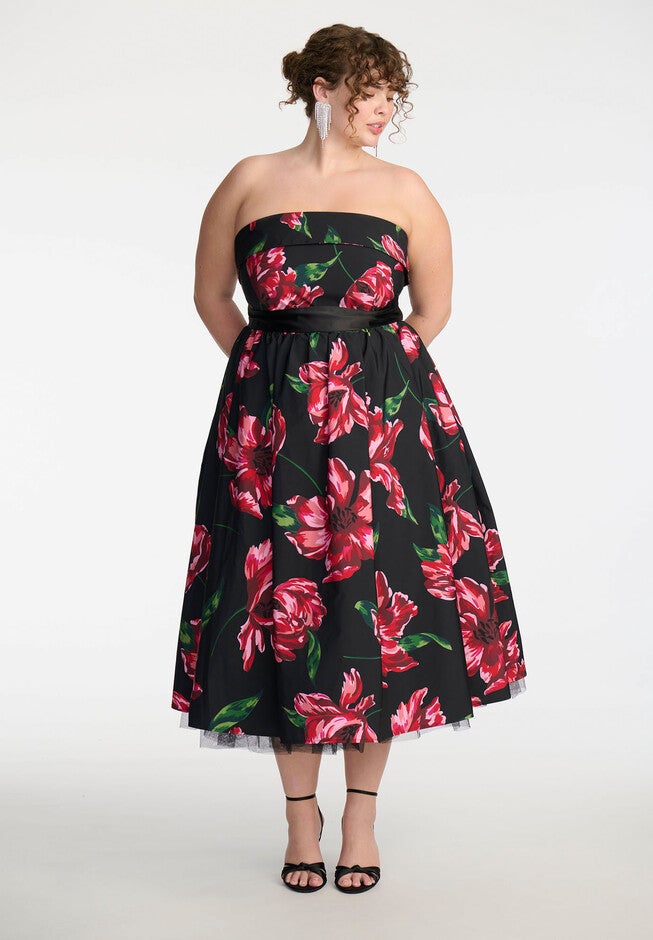 ELOQUII x kate spade new york Floral Pleated Gown, ELEGANT BLOOMS, on-hover image number null