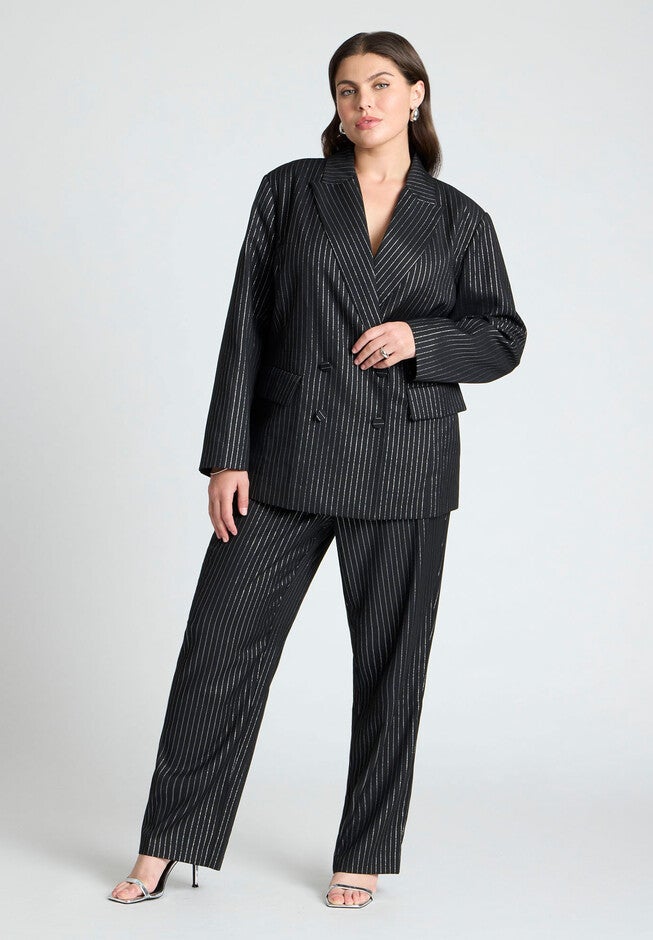 Pinstripe Trouser, BLACK AND SILVER, hi-res image number null