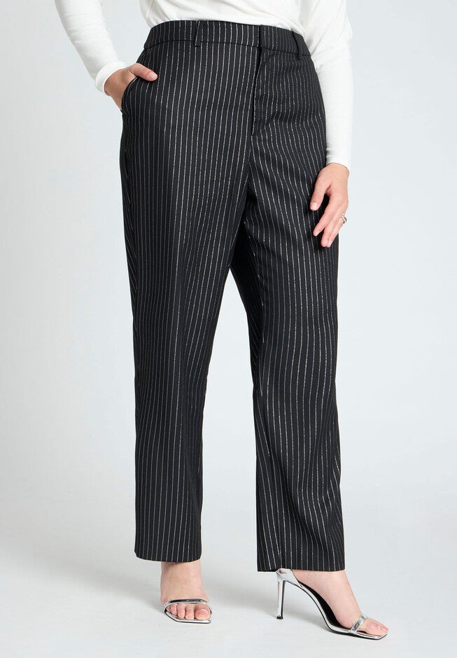 Pinstripe Trouser, BLACK AND SILVER, on-hover image number null