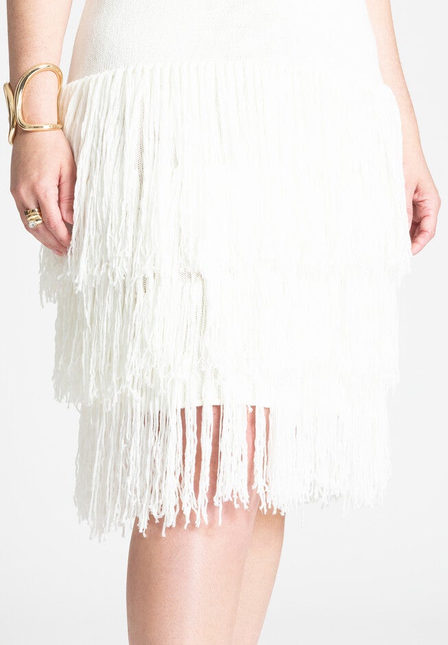 Fringe Sweater Mini Dress, BRIGHT WHITE, alternate image number null