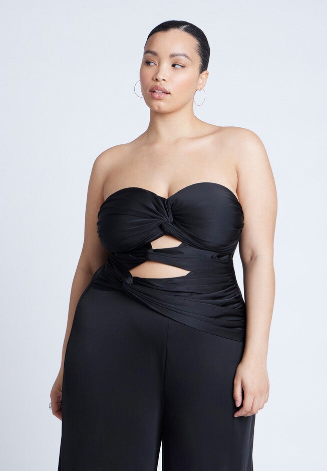 Twist Detail Jumpsuit With Cutout, BLACK ONYX, alternate image number null