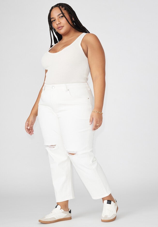 The Naomi Comfort Stretch Straight Leg Jean Crop, WHITE, hi-res image number null