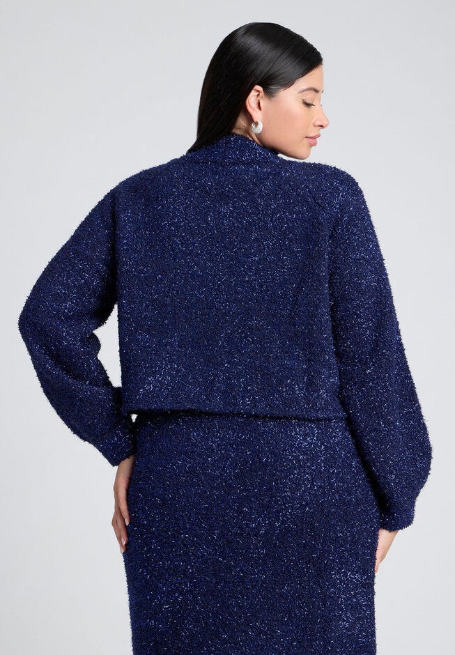 Overlap Front Lurex Sweater, NAVY, on-hover image number null