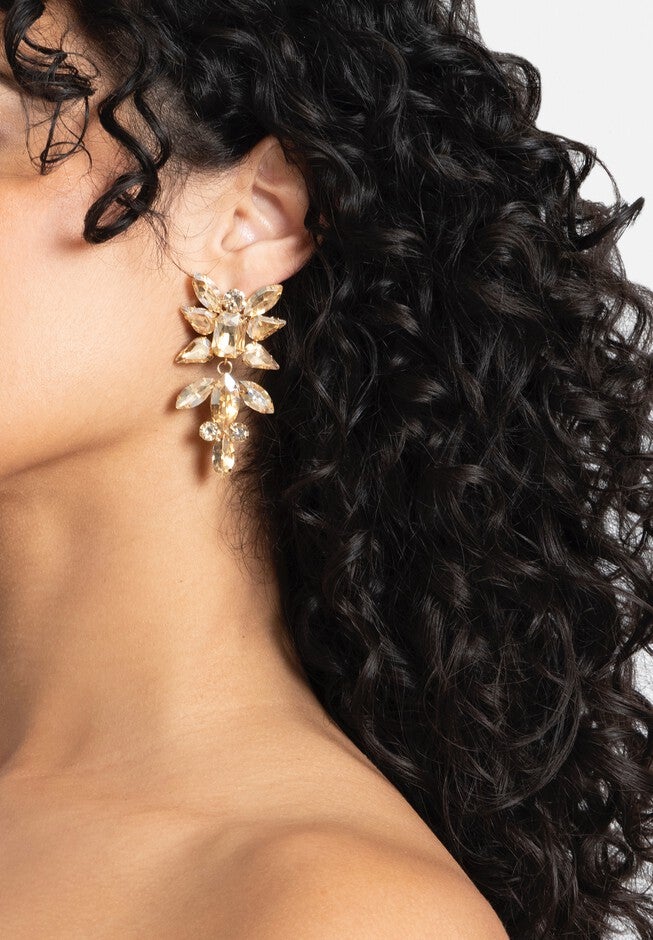 Gem Cluster Earrings, CHAMPAGNE, hi-res image number null