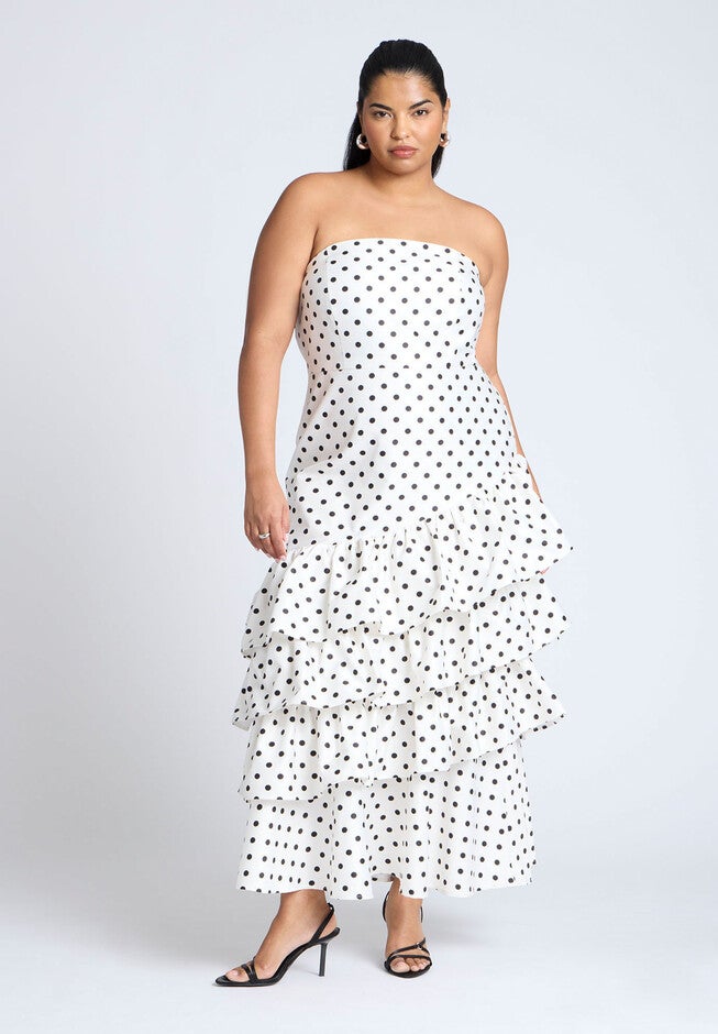 Ruffle Dot Gown, VANILLA DOT, on-hover image number null