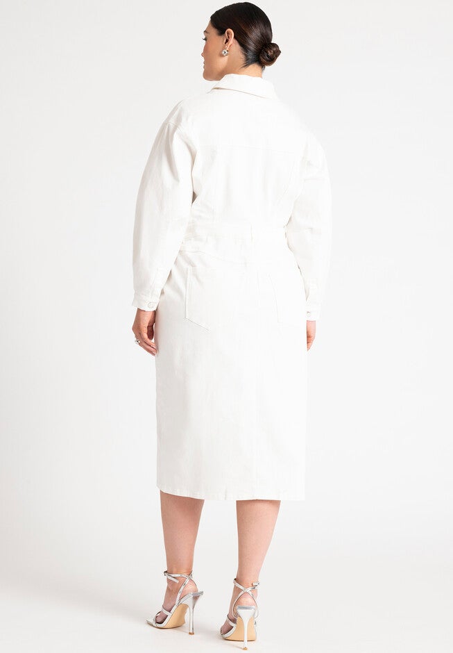 Oversized Denim Midi Dress, WHITE DENIM, on-hover image number null