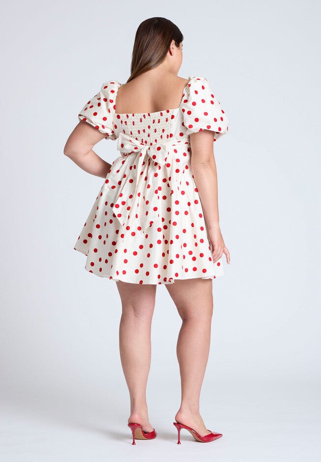 Puff Sleeve Mini Dress, ADRENALINE SUNGOLD DOT, on-hover image number null
