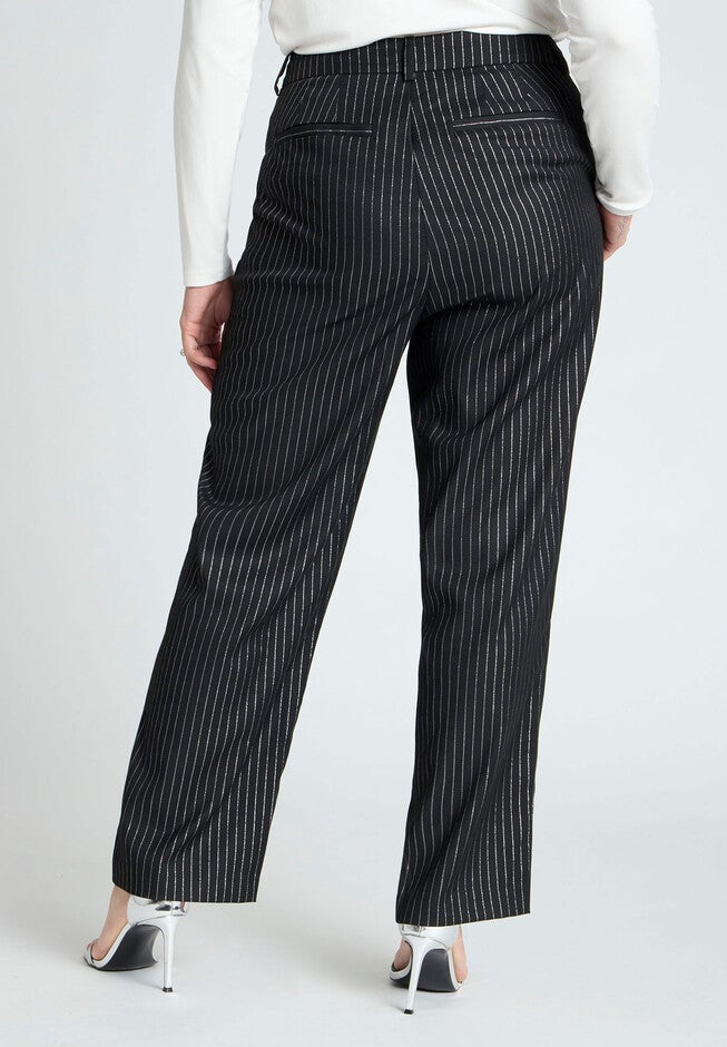 Pinstripe Trouser, BLACK AND SILVER, alternate image number null