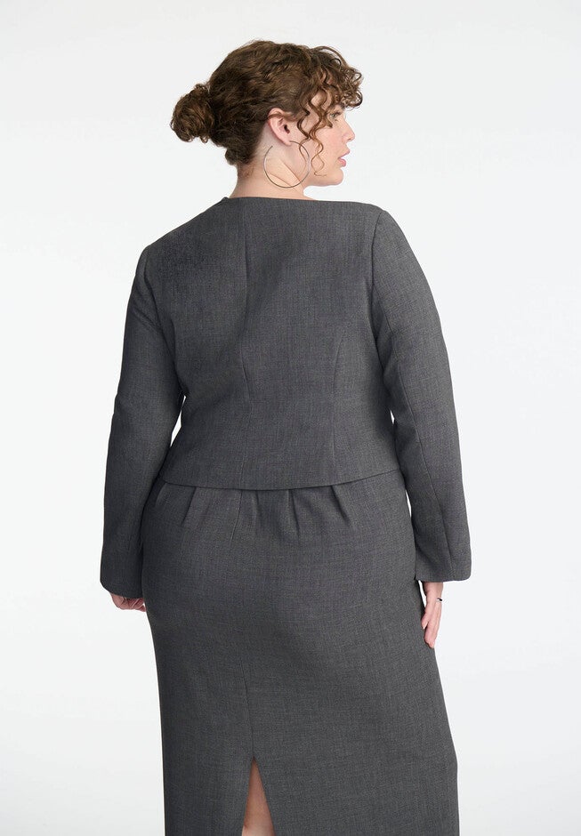 Asym Shoulder Blazer, MARLED GREY, on-hover image number null