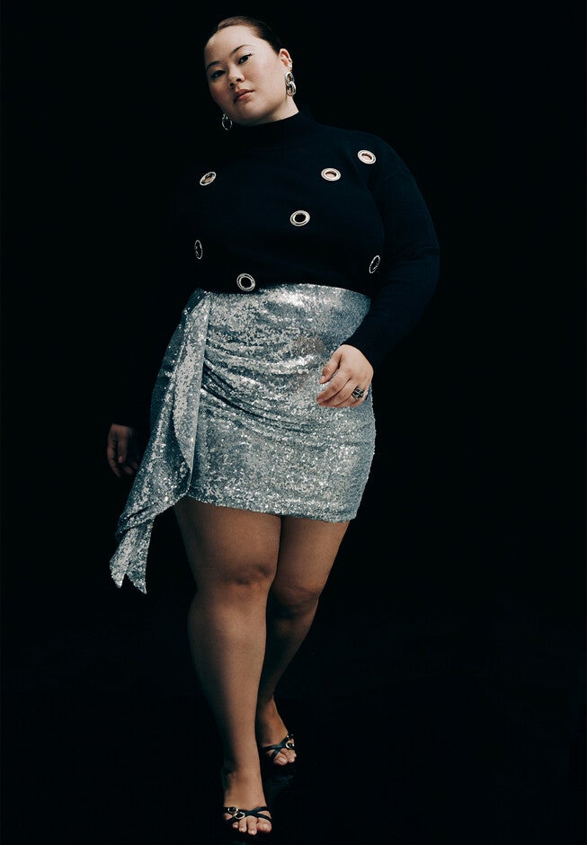 Draped Sequin Mini, SILVER, hi-res image number null