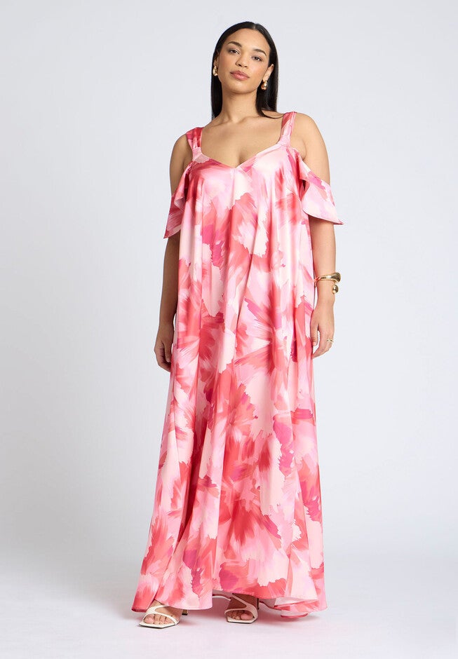 Strap Detail Trapeze Gown, PINK STARBURST, on-hover image number null