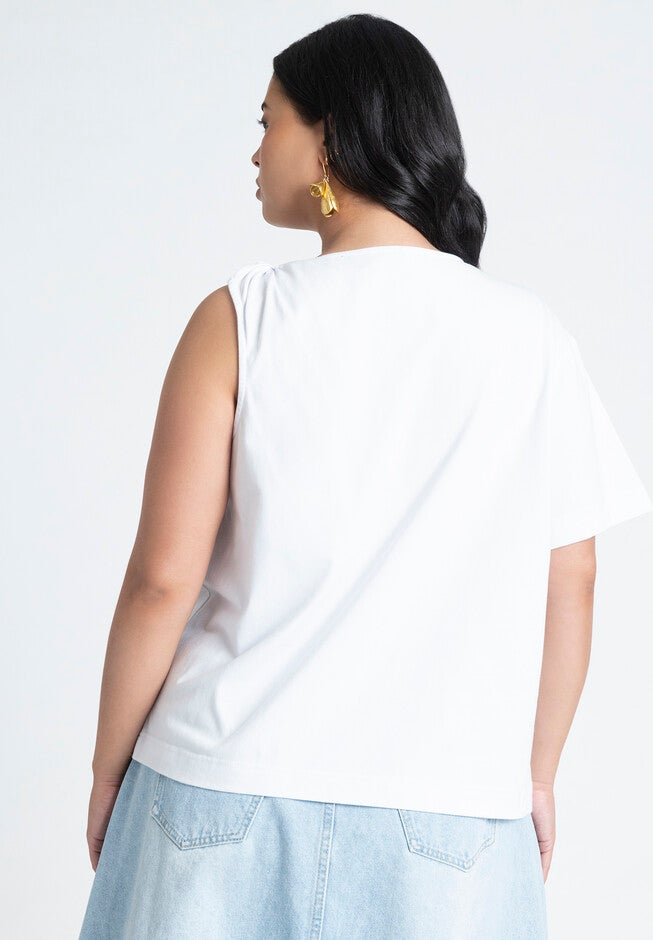 Twist Shoulder Tee, PETAL WHITE, alternate image number null