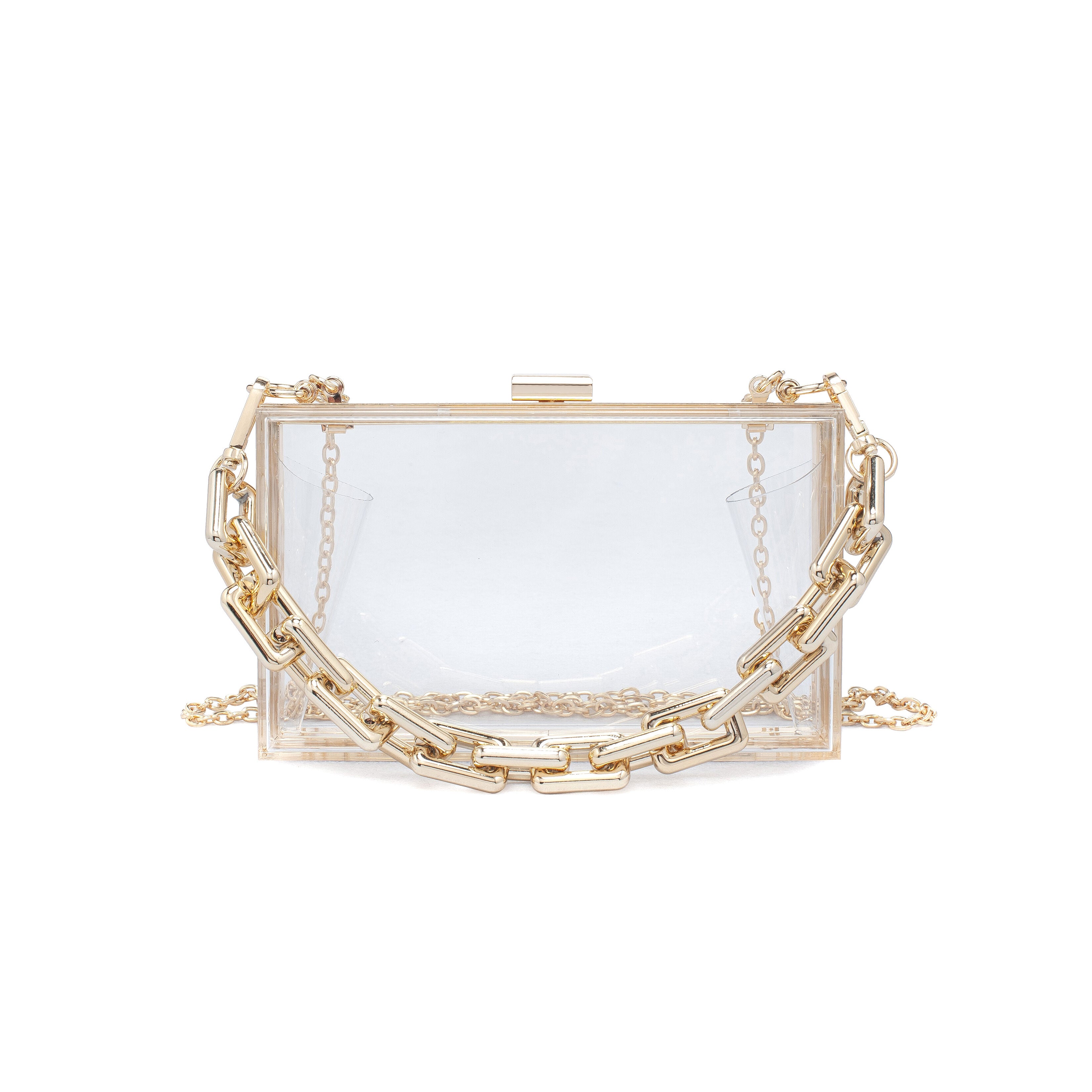 Queen Chunky Chain Transparent Evening Bag, CLEAR, hi-res image number 0