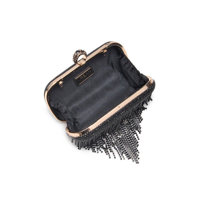Vivian Rhinestone Fringe Evening Bag, BLACK, alternate image number null