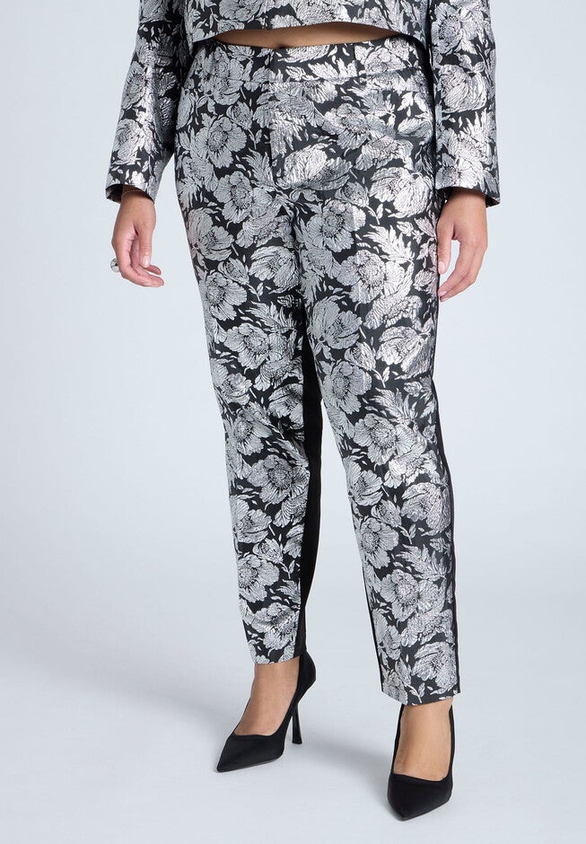 Brocade Pant, BLACK AND SILVER, on-hover image number null