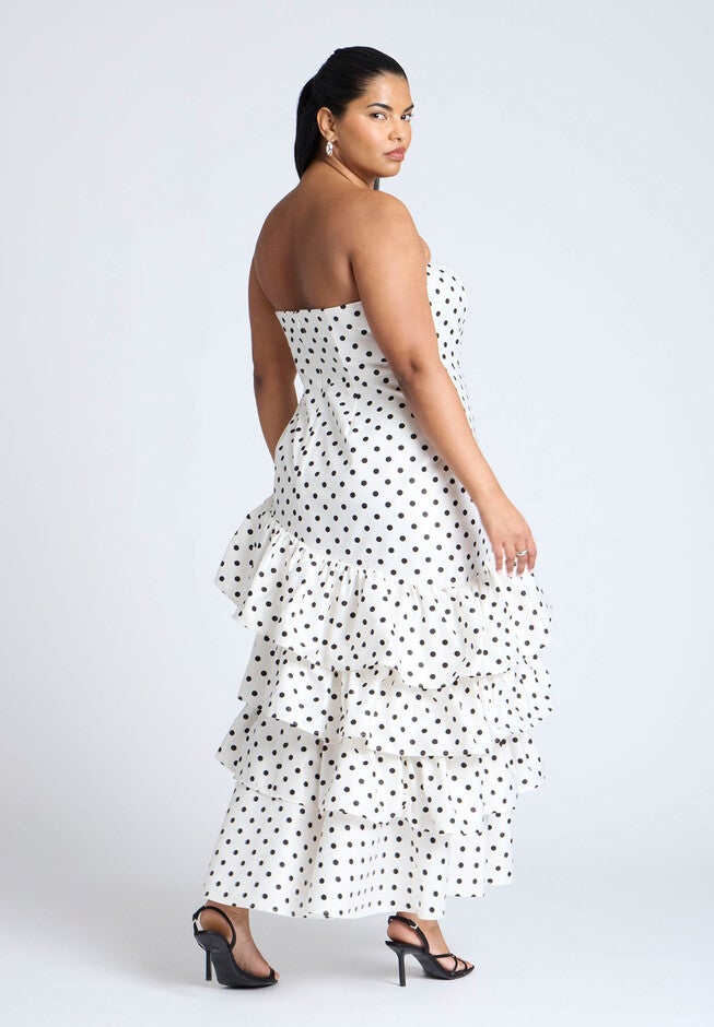 Ruffle Dot Gown, VANILLA DOT, alternate image number null