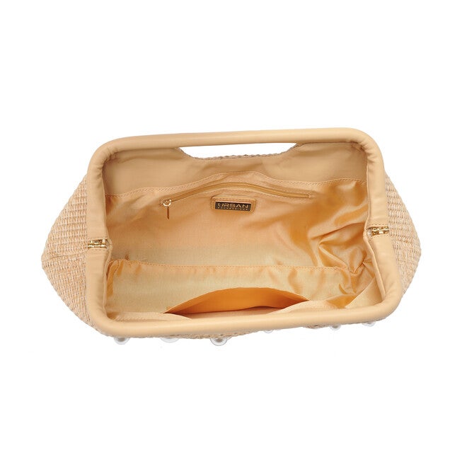 Mallory Narrow Straw Studded Evening Bag, NATURAL, alternate image number null