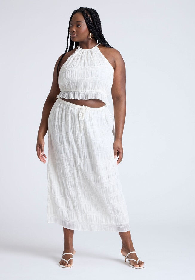 Ruched Tiered Maxi Skirt, JET STREAM, hi-res image number null