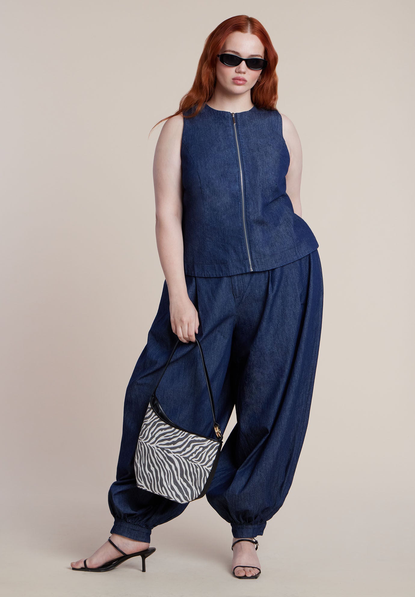 High Rise Balloon Chambray Trouser