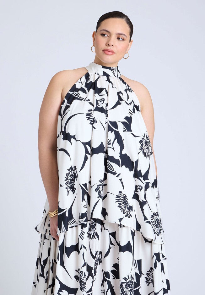 Double Layer Trapeze Maxi Dress , CAROLINA POPPY, alternate image number null