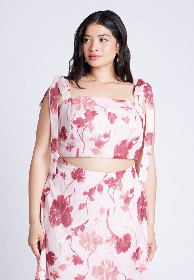 Onestopplus Size Chart Floral Crop Top | OneStopPlus