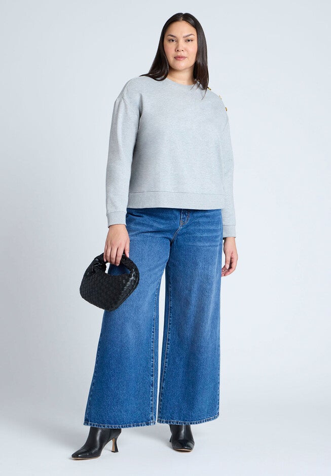 Shoulder-Button Sweatshirt, GREY, alternate image number null