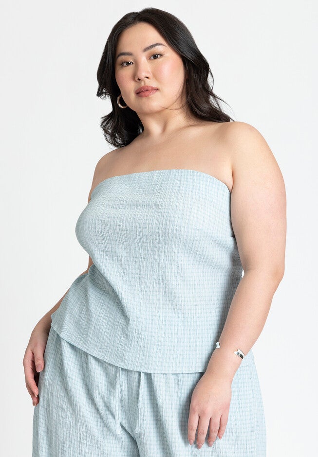 Back Tie Bandeau Top, CHECKERED, on-hover image number null