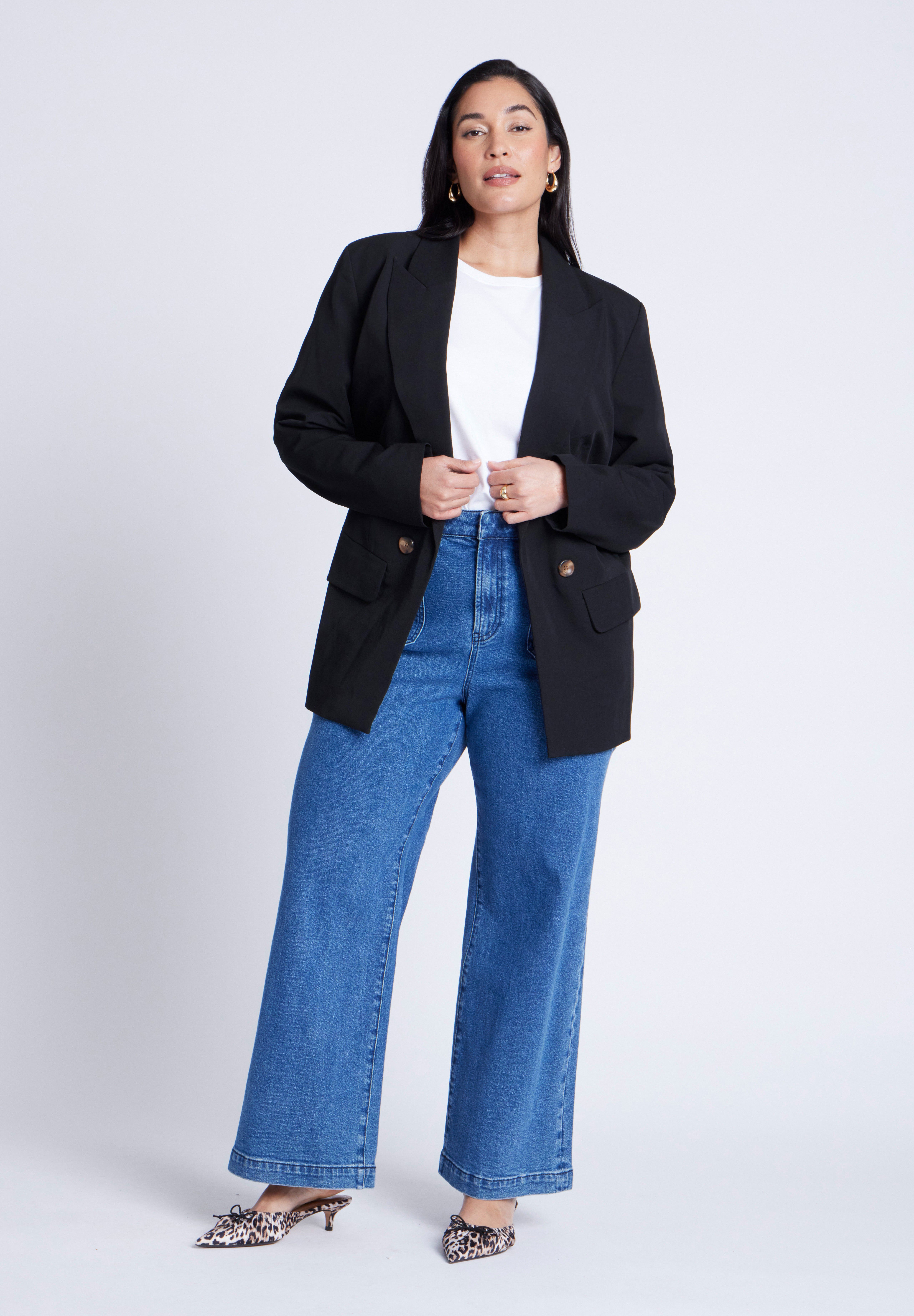 Long Relaxed Blazer, TOTALLY BLACK, hi-res image number 0