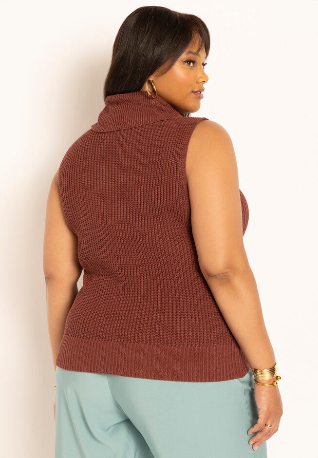 Chunky Sleeveless Turtleneck Sweater, , alternate image number null