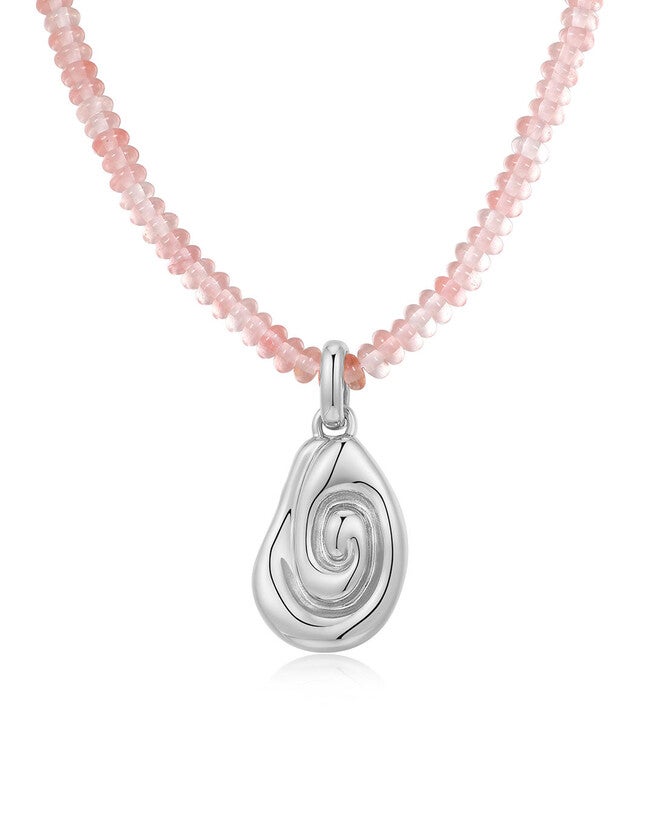 The Coquille Beaded Necklace- Silver, SILVER, hi-res image number 0