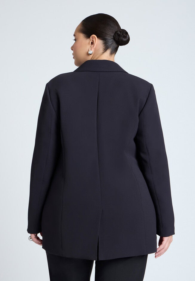 Embellished Lapel Oversized Blazer, BLACK ONYX, alternate image number null