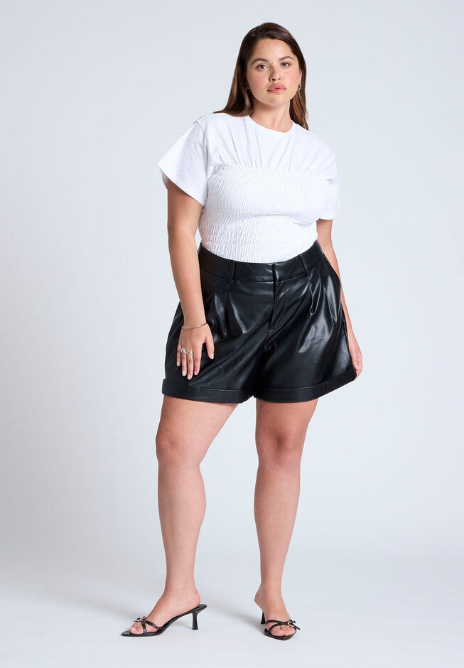 Faux Leather Short, BLACK ONYX, hi-res image number null