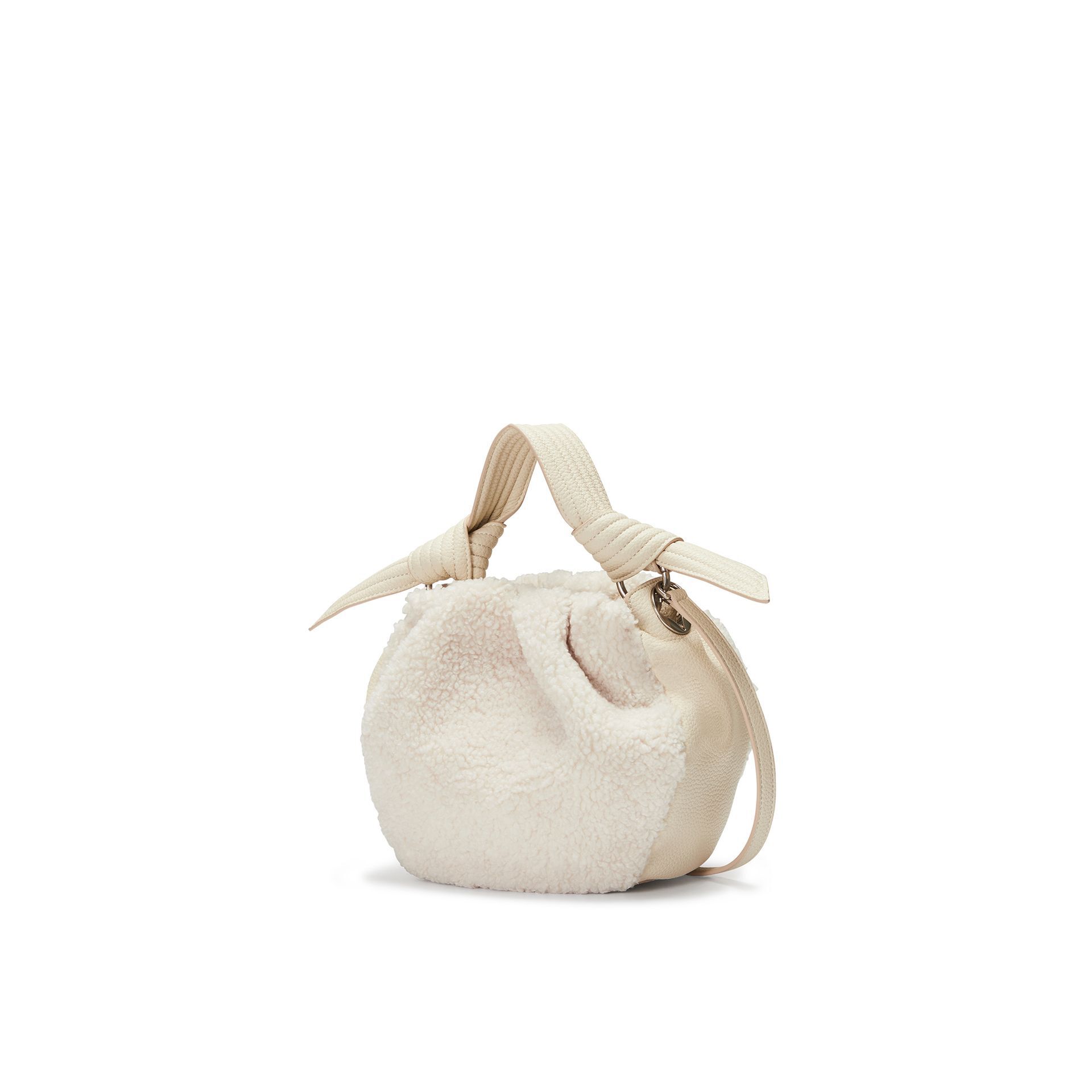 Selena Eco Fur Bucket Medium Crossbody, VANILLA CREAM, alternate image number 1