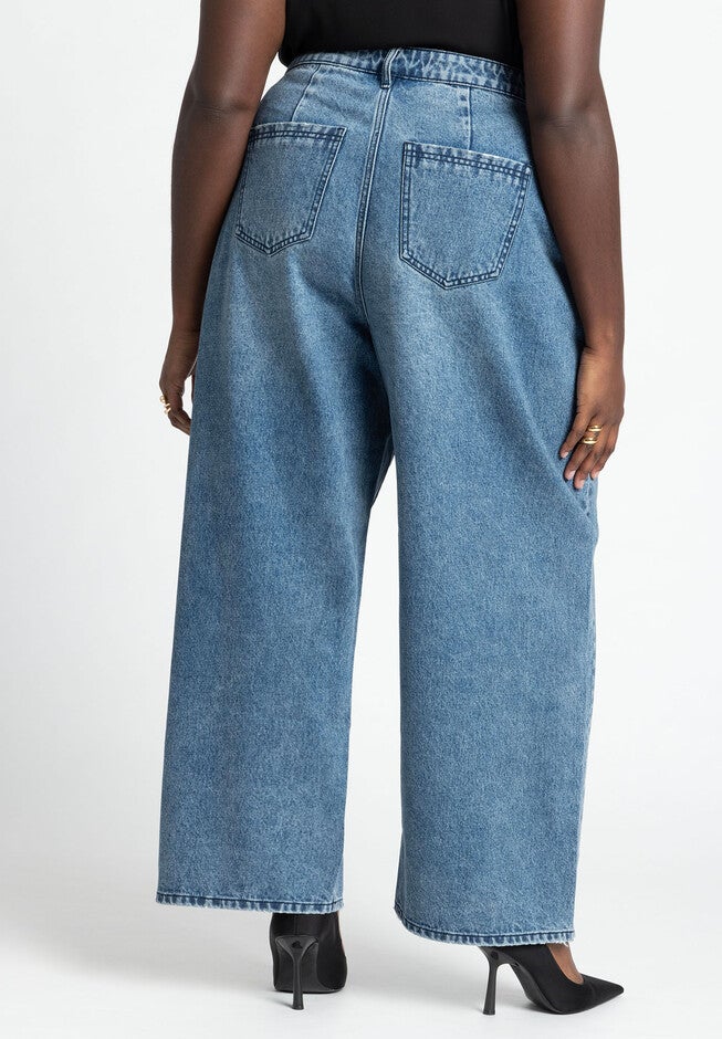 Slouchy Jean With Waistband Detail, MEDIUM WASH DENIM, alternate image number null