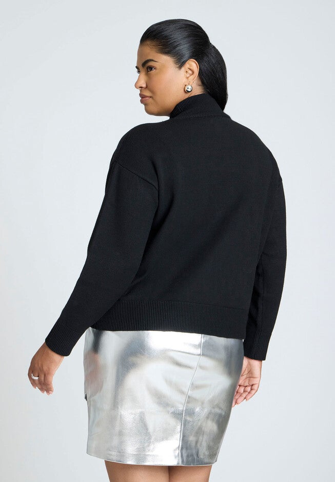 Oversized Grommet Sweater, BLACK ONYX, alternate image number null
