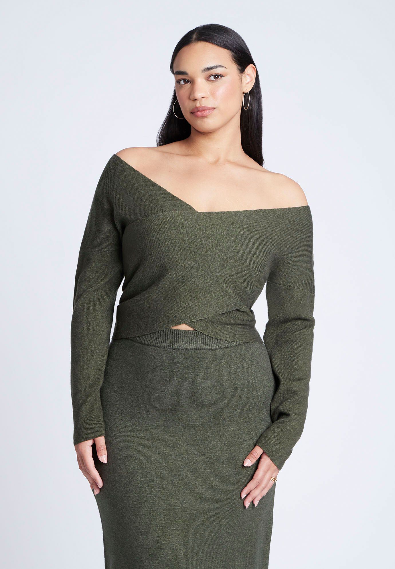Wrap Front Cropped Sweater