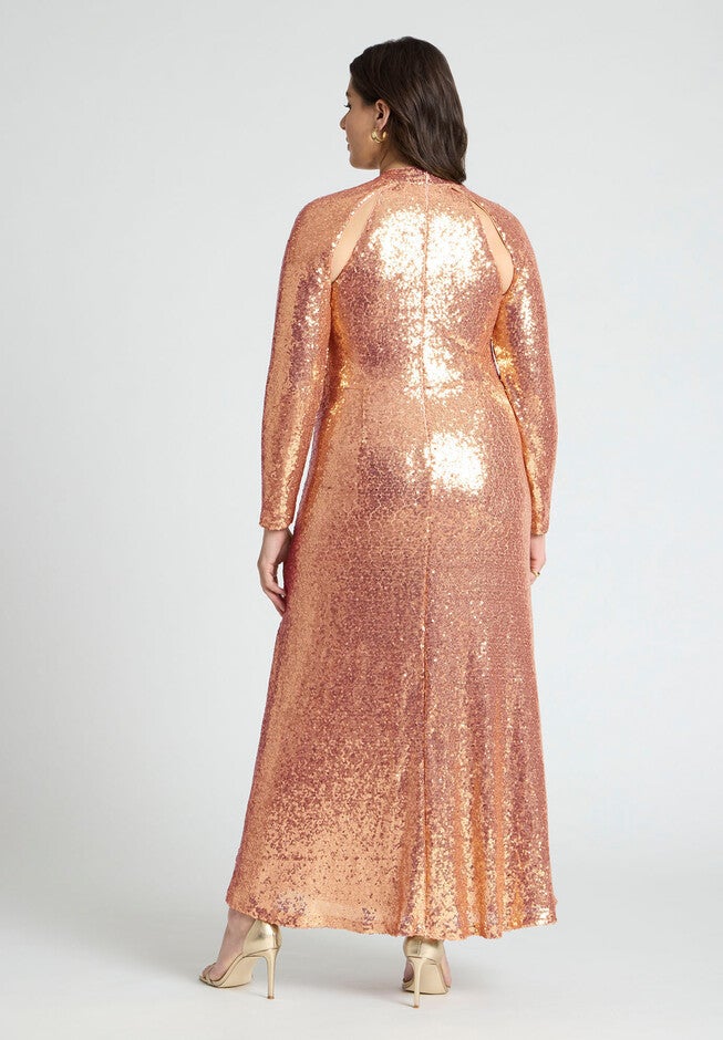 Cross Front Sequin Maxi Dress, CHAMPAGNE, alternate image number null