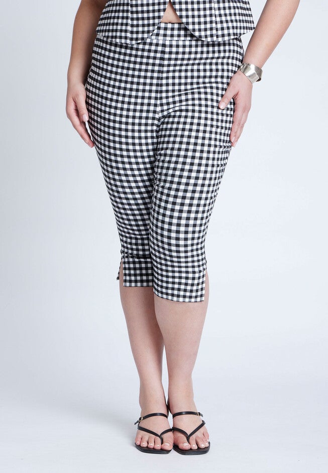 Gingham Capri Legging, BLACK WHITE GINGHAM, alternate image number null