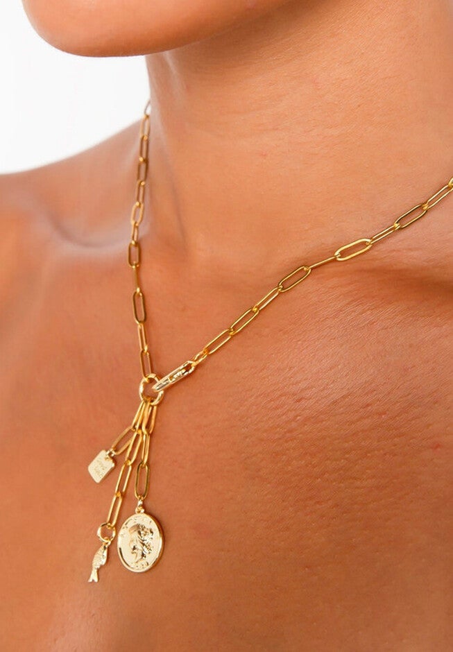 Lucky Charm Necklace, GOLD, hi-res image number 0