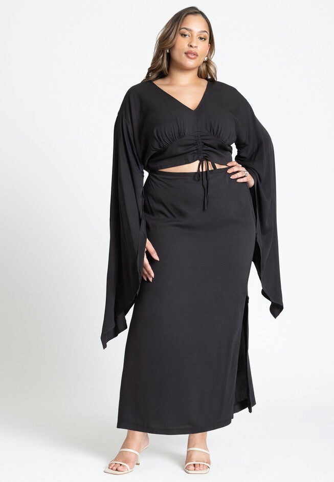 Dramatic Sleeve Top, BLACK ONYX, alternate image number null