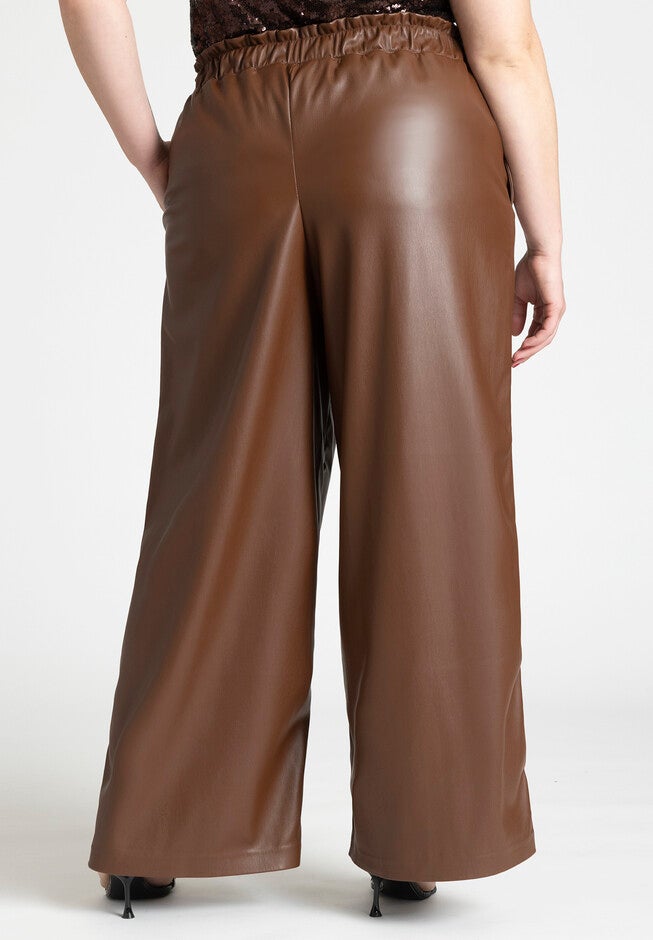 Wide Leg Leather Pants, POTTING SOIL, alternate image number null