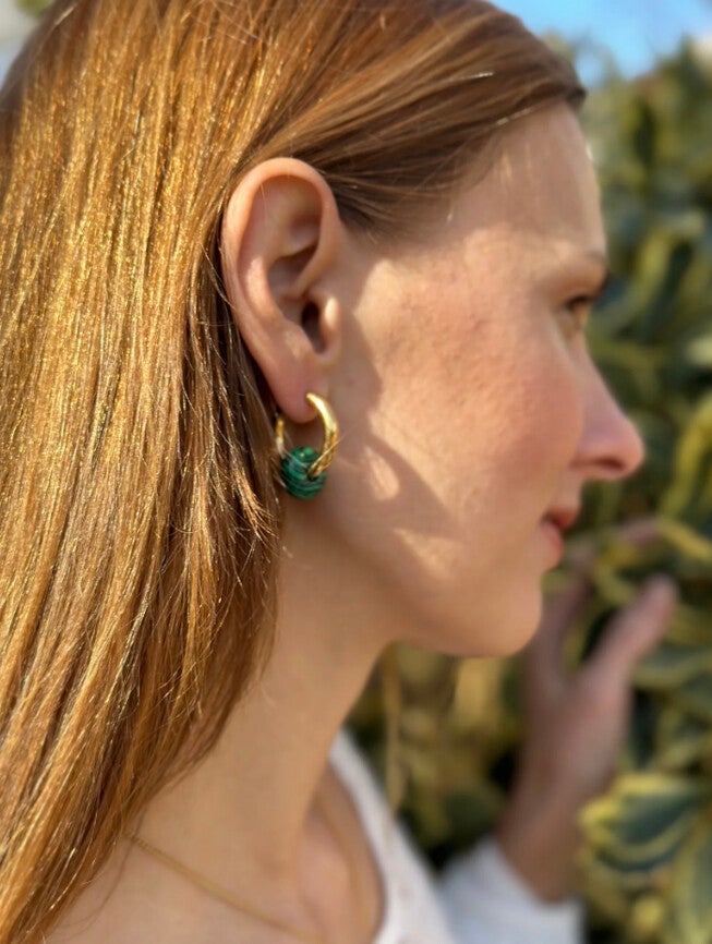 Clara Earrings, GOLD GREEN, alternate image number 1