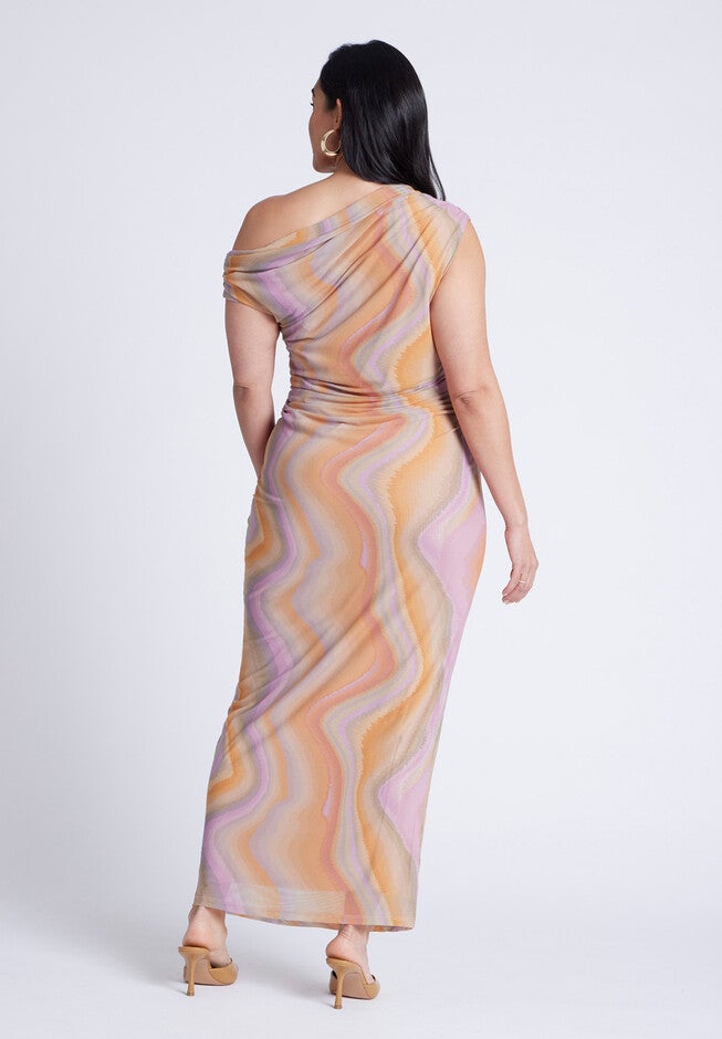 Printed Mesh Dress, ANGELA STRIPE, on-hover image number null