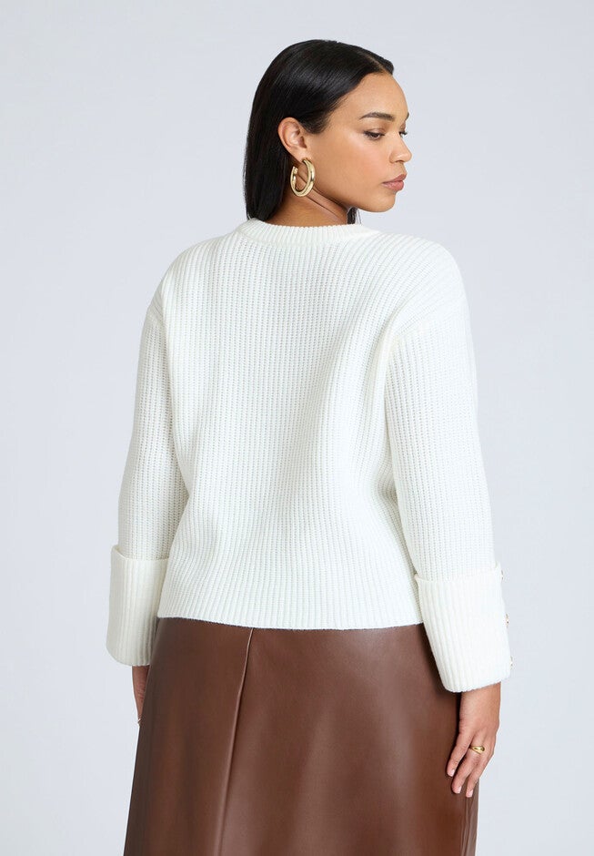Buttoned Sleeve Sweater, DEW, on-hover image number null