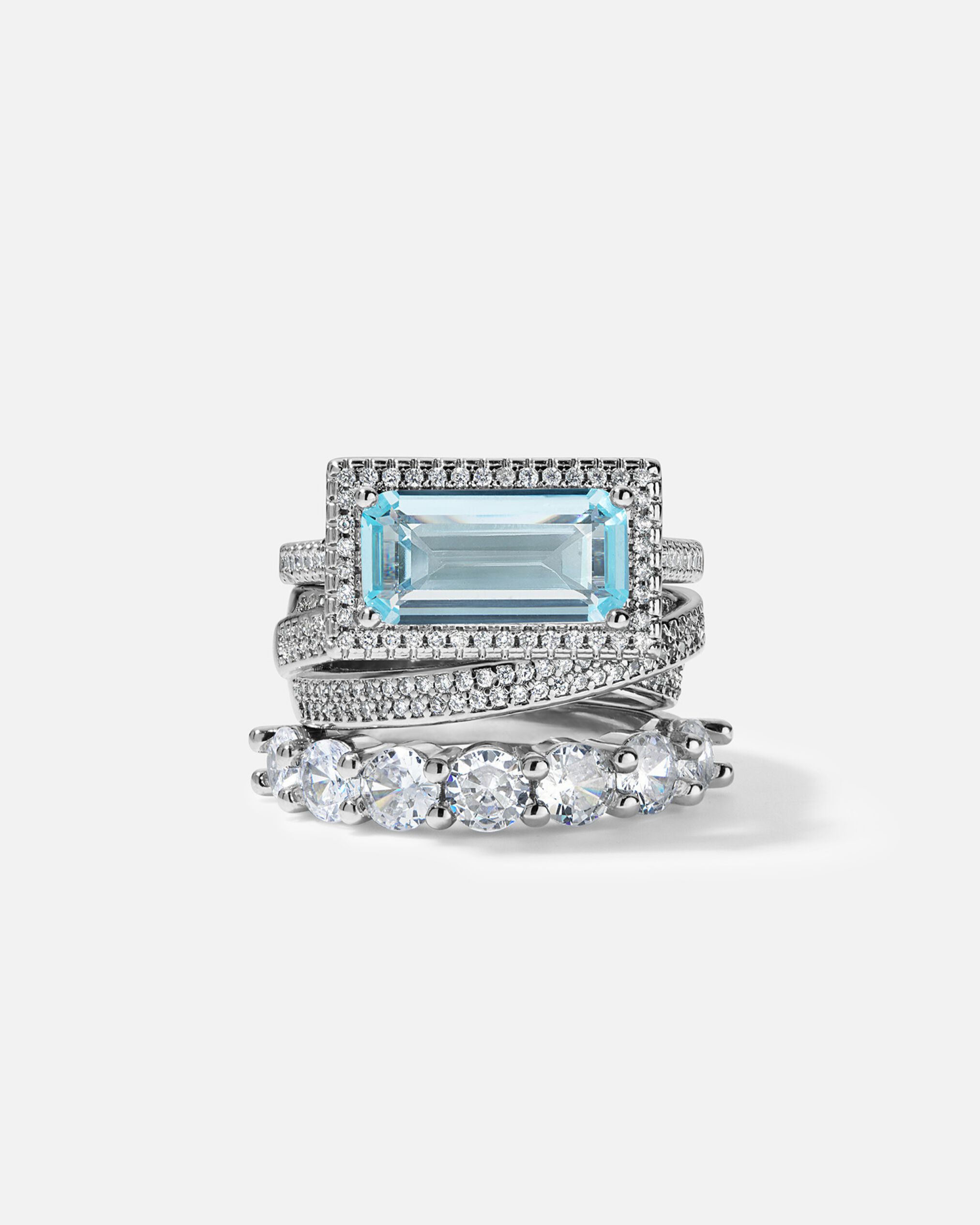 Socialite Stack Cocktail Rings, SILVER, hi-res image number 0